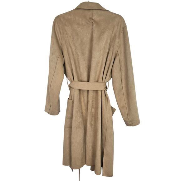 T Tahari Coat T Tahari Jacket Faux Leather Jacket Women XL Tan Belted Jacket - Picture 10 of 10